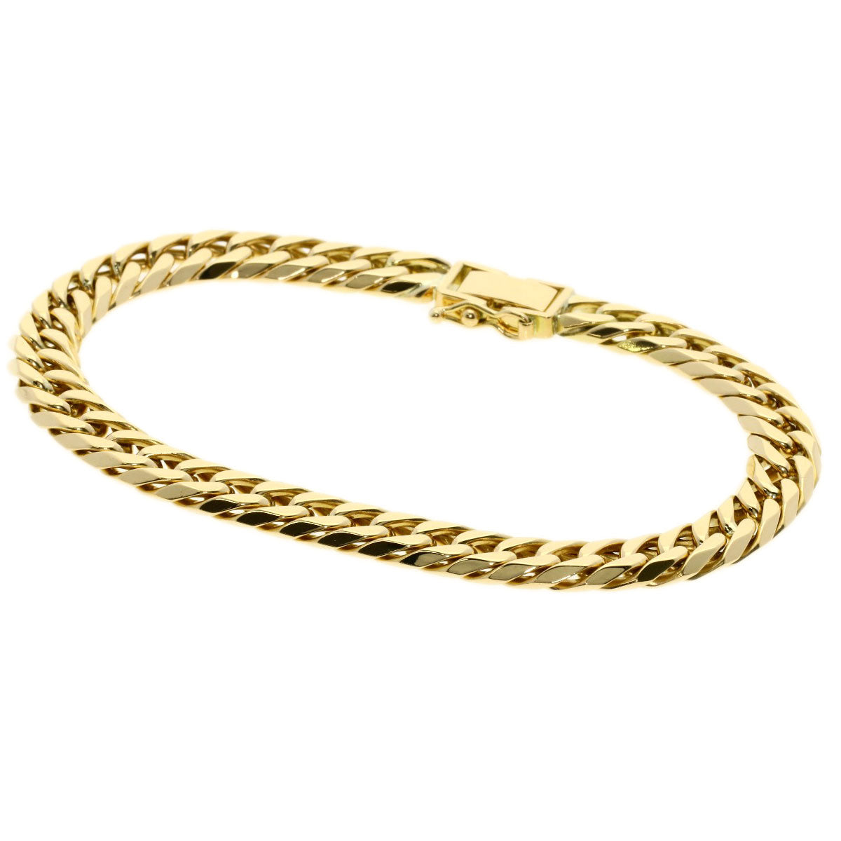 Curb chain Kihei W6 side Bracelet K18 Yellow Gold 28.4g　Ladies