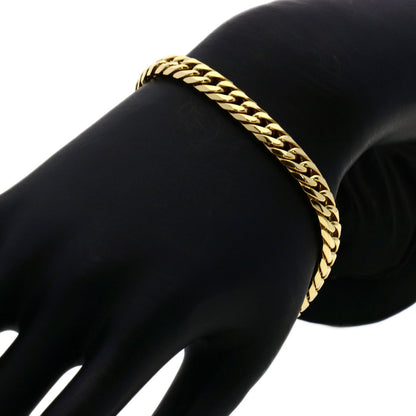 Curb chain Kihei W6 side Bracelet K18 Yellow Gold 28.4g　Ladies