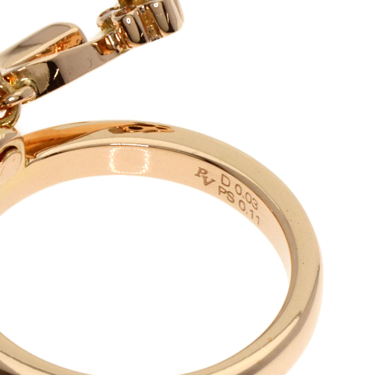 Ponte Vecchio Initial M Pink Sapphire Diamond Ring K18 Pink Gold Ladies [Used]