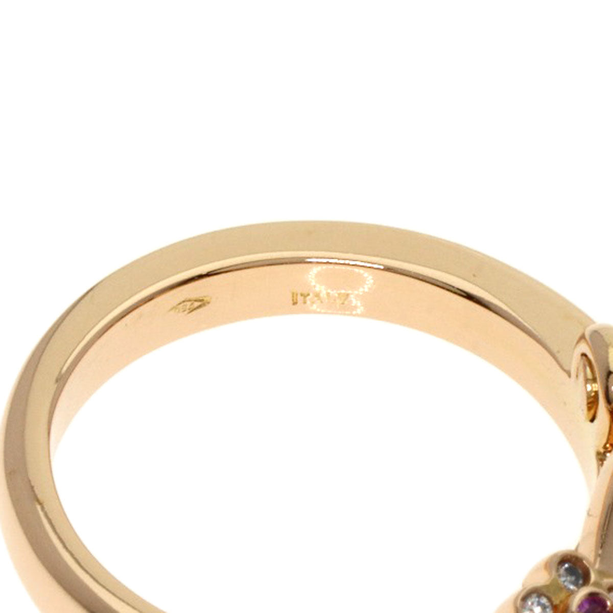 Ponte Vecchio Initial M Pink Sapphire Diamond Ring K18 Pink Gold Ladies [Used]