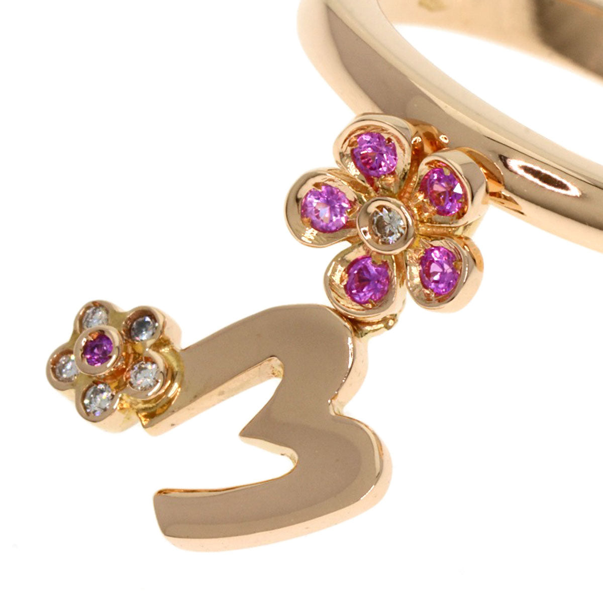 Ponte Vecchio Initial M Pink Sapphire Diamond Ring K18 Pink Gold Ladies [Used]