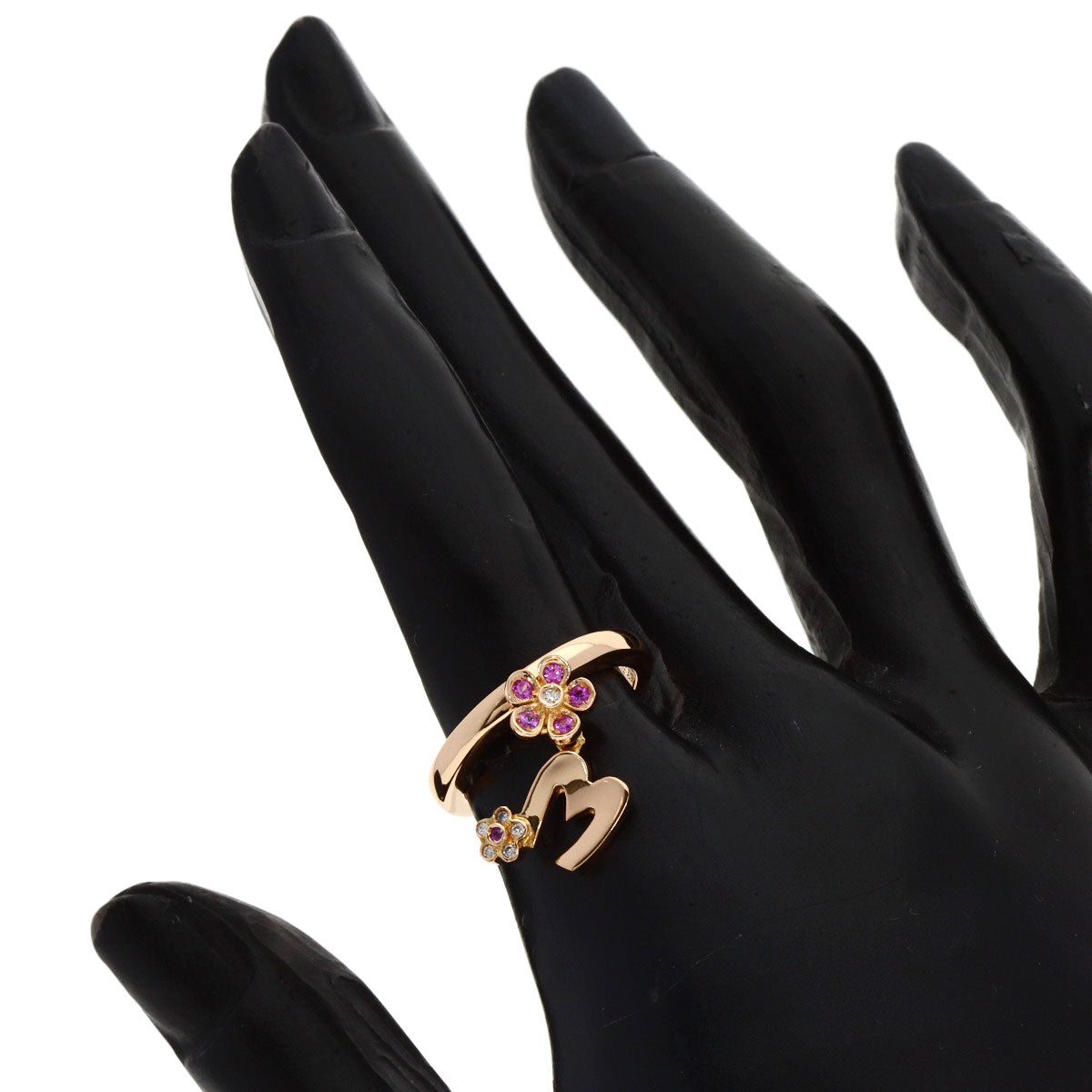 Ponte Vecchio Initial M Pink Sapphire Diamond Ring K18 Pink Gold Ladies [Used]