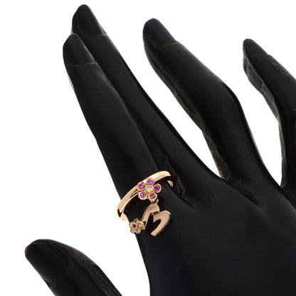 Ponte Vecchio Initial M Pink Sapphire Diamond Ring K18 Pink Gold Ladies [Used]