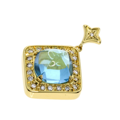 6.9ct Kaoruko Mizuno Diamond Blue Topaz Pendant top K18 Yellow Gold 8.2g　Ladies
