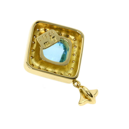6.9ct Kaoruko Mizuno Diamond Blue Topaz Pendant top K18 Yellow Gold 8.2g　Ladies