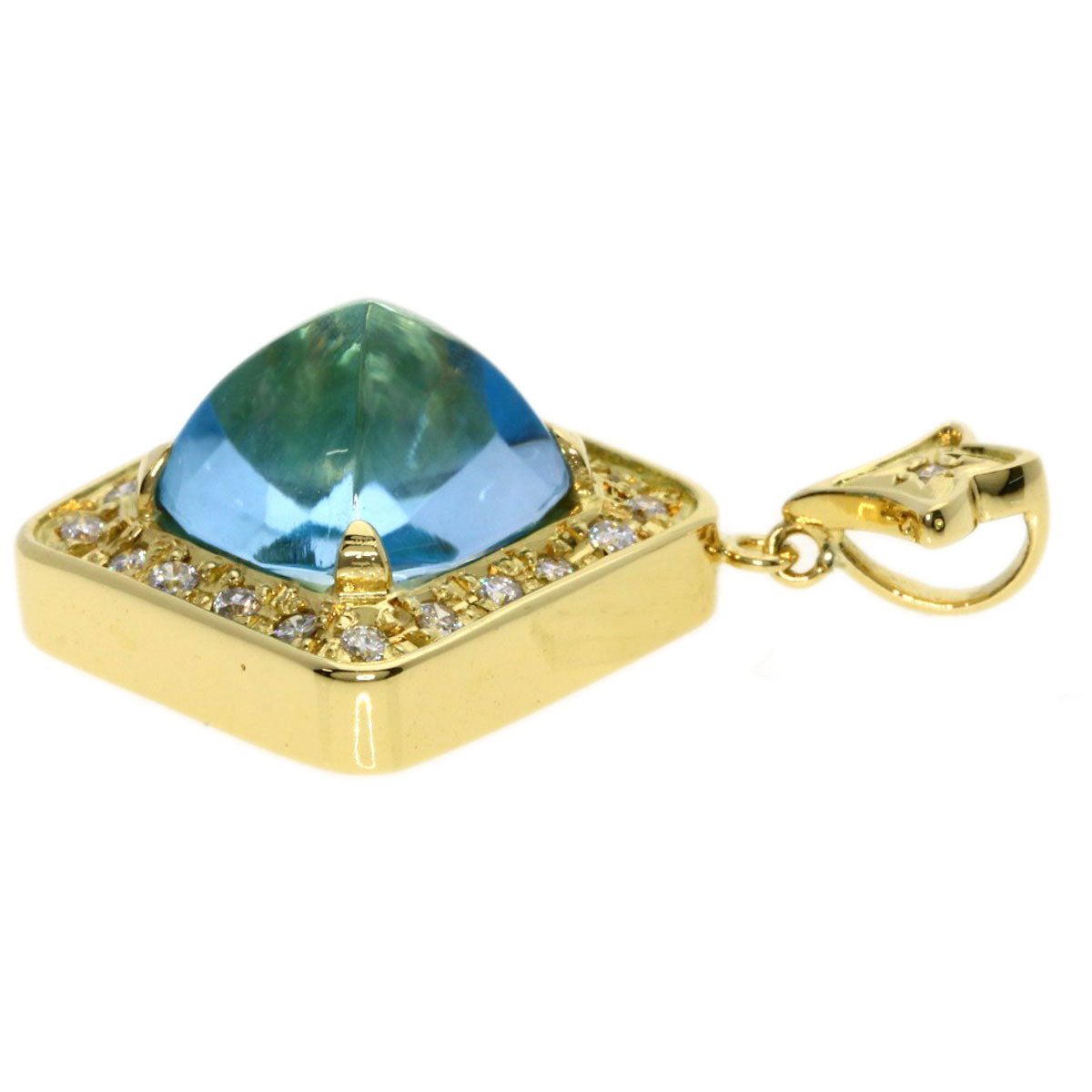 6.9ct Kaoruko Mizuno Diamond Blue Topaz Pendant top K18 Yellow Gold 8.2g　Ladies