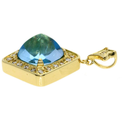 6.9ct Kaoruko Mizuno Diamond Blue Topaz Pendant top K18 Yellow Gold 8.2g　Ladies