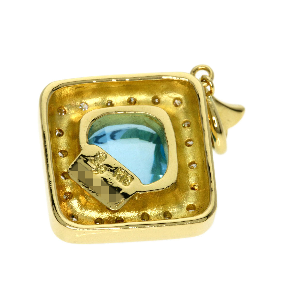 6.9ct Kaoruko Mizuno Diamond Blue Topaz Pendant top K18 Yellow Gold 8.2g　Ladies