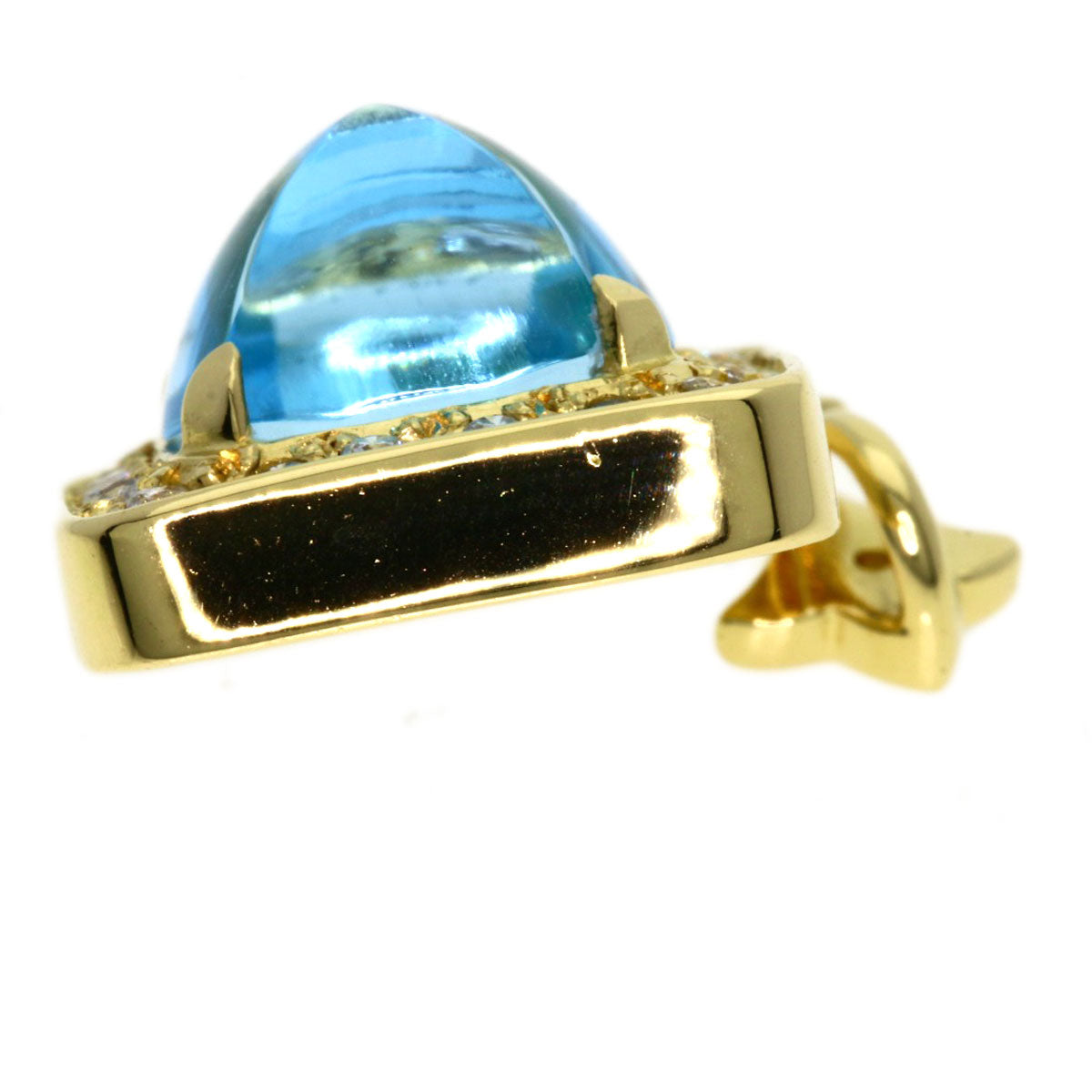 6.9ct Kaoruko Mizuno Diamond Blue Topaz Pendant top K18 Yellow Gold 8.2g　Ladies