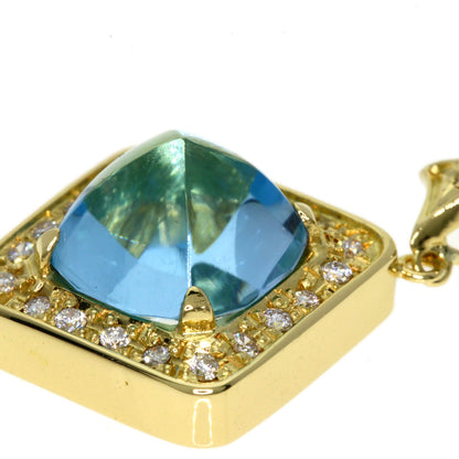 6.9ct Kaoruko Mizuno Diamond Blue Topaz Pendant top K18 Yellow Gold 8.2g　Ladies