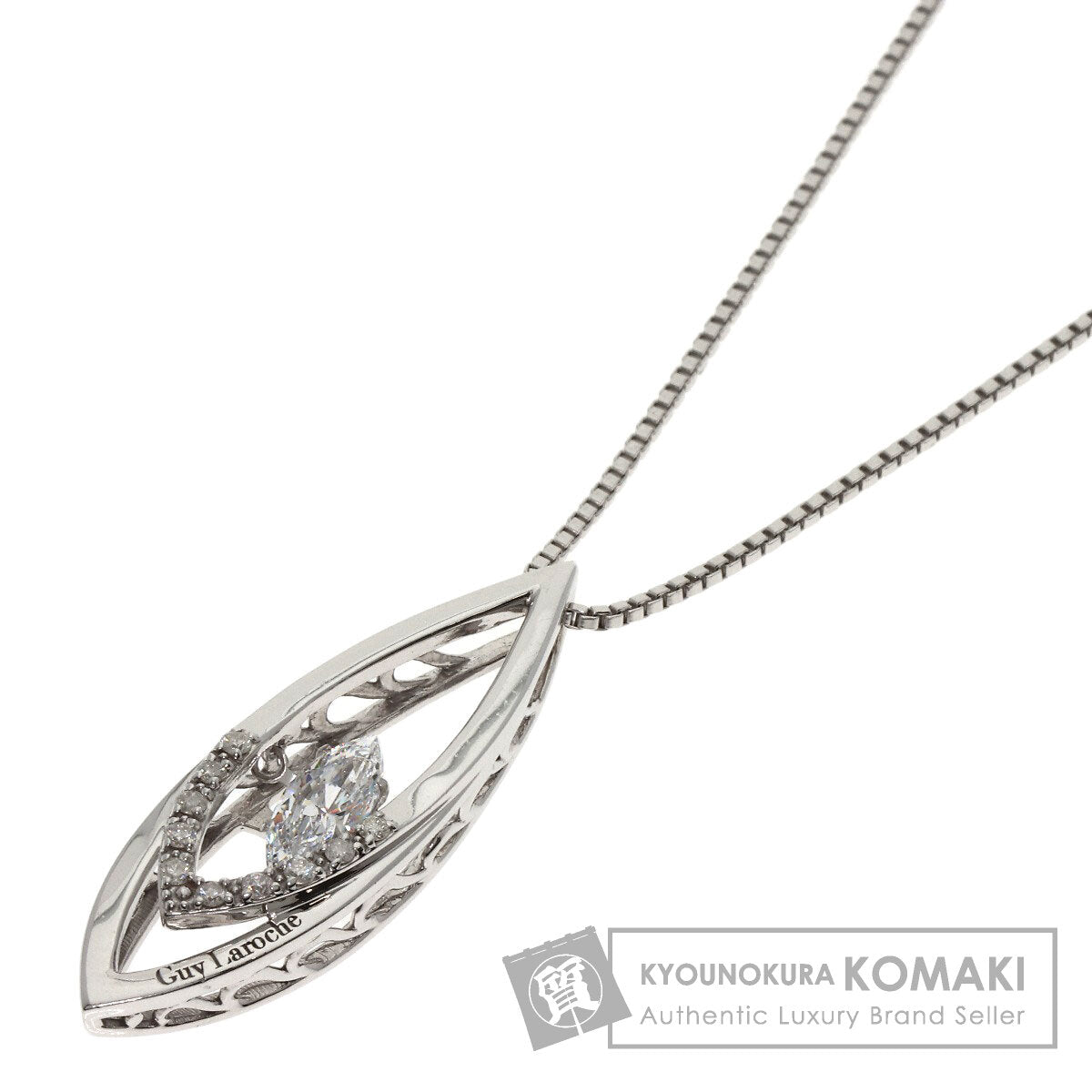 Guy Laroche Dancing Rhinestone Diamond Necklace Silver Ladies [Used]