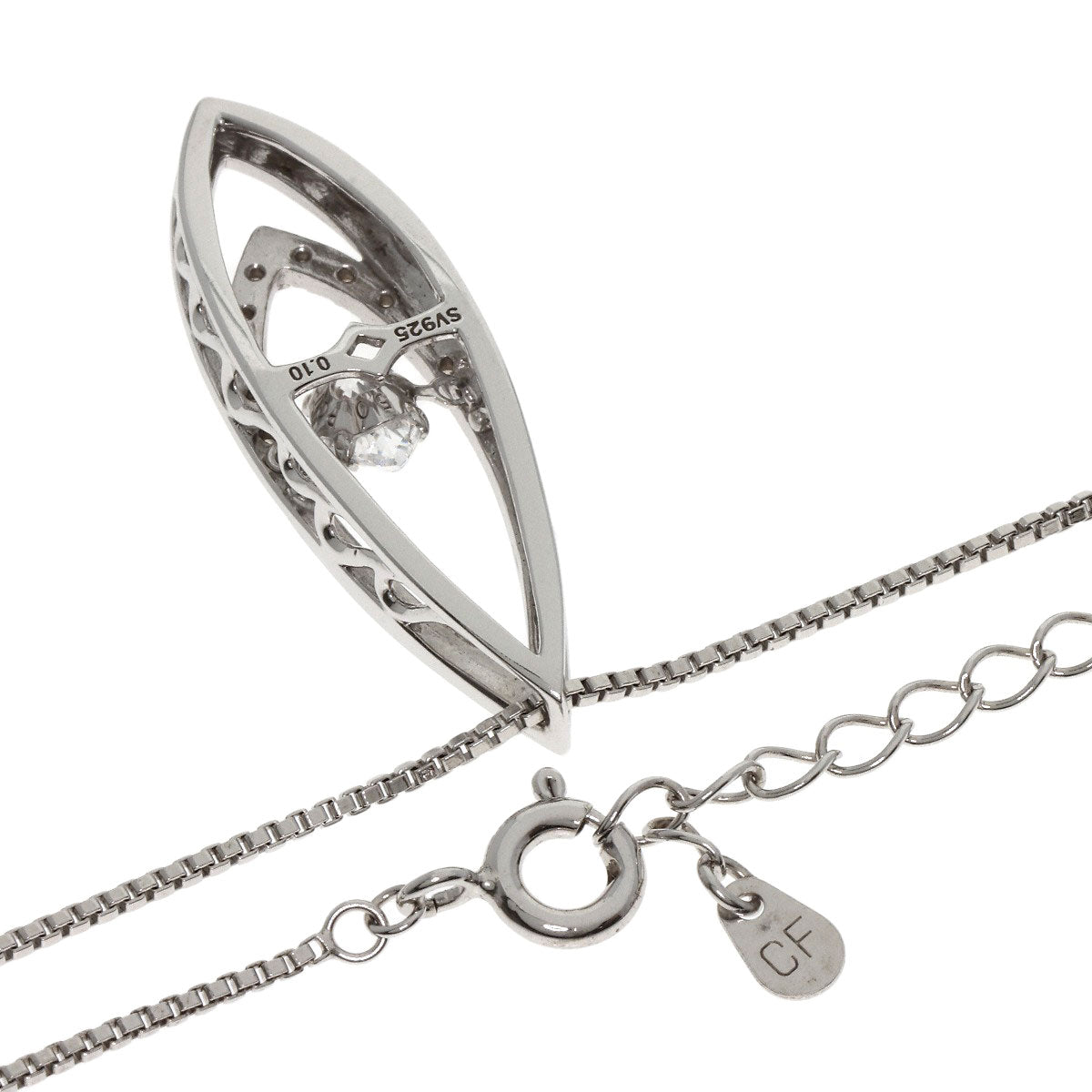 Guy Laroche Dancing Rhinestone Diamond Necklace Silver Ladies [Used]