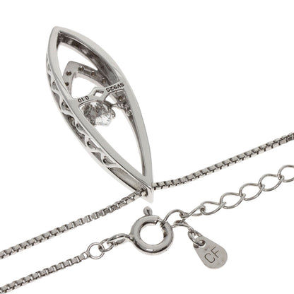 Guy Laroche Dancing Rhinestone Diamond Necklace Silver Ladies [Used]