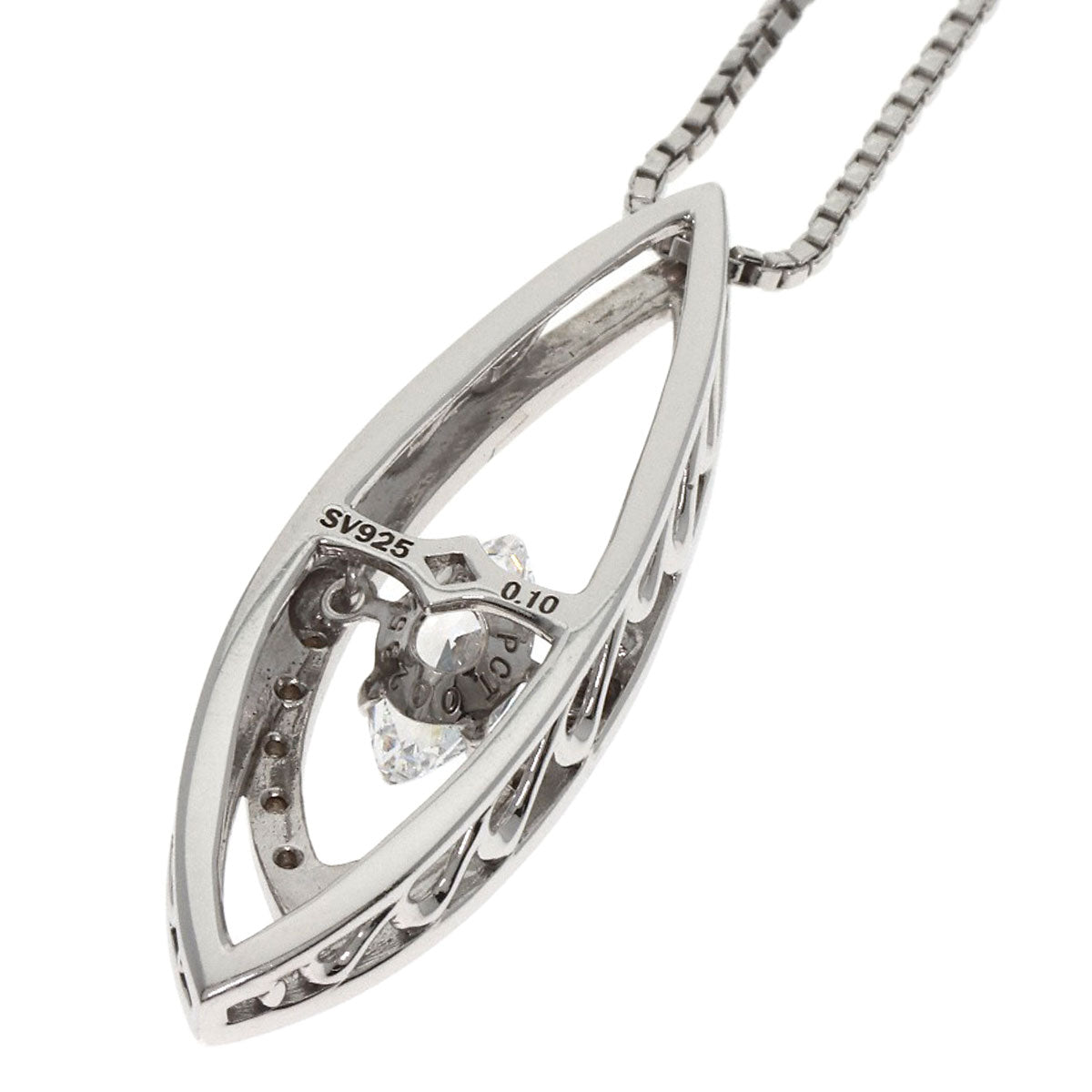 Guy Laroche Dancing Rhinestone Diamond Necklace Silver Ladies [Used]