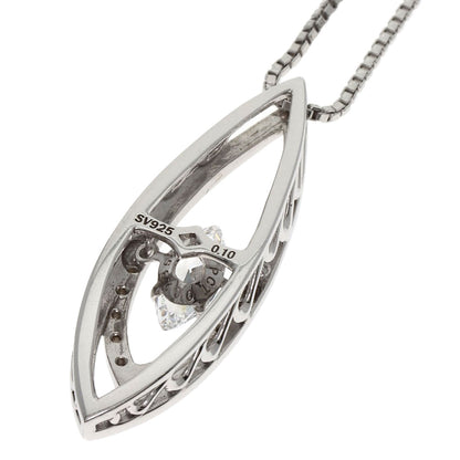 Guy Laroche Dancing Rhinestone Diamond Necklace Silver Ladies [Used]