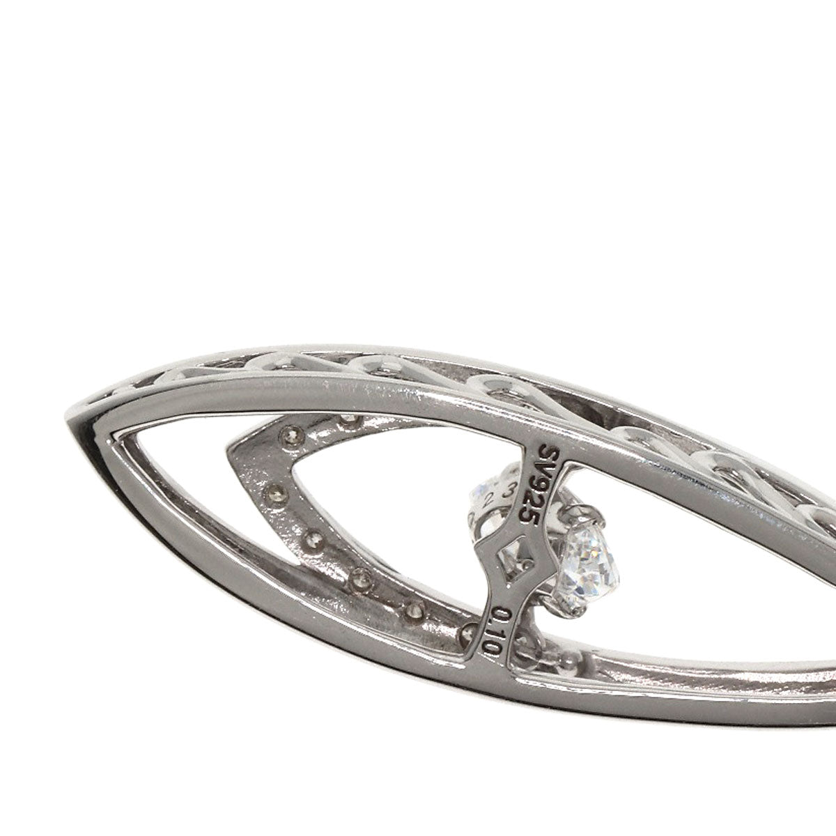 Guy Laroche Dancing Rhinestone Diamond Necklace Silver Ladies [Used]