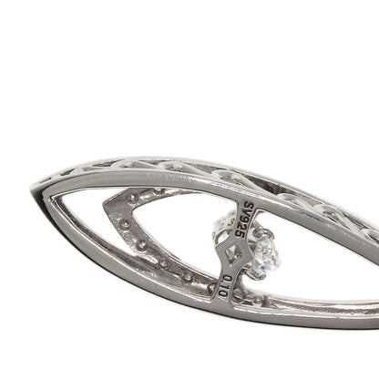 Guy Laroche Dancing Rhinestone Diamond Necklace Silver Ladies [Used]