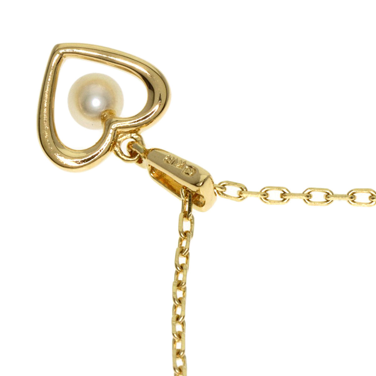 MIKIMOTO Pearl Pearl heart motif Necklace K18 Yellow Gold Ladies [Used]