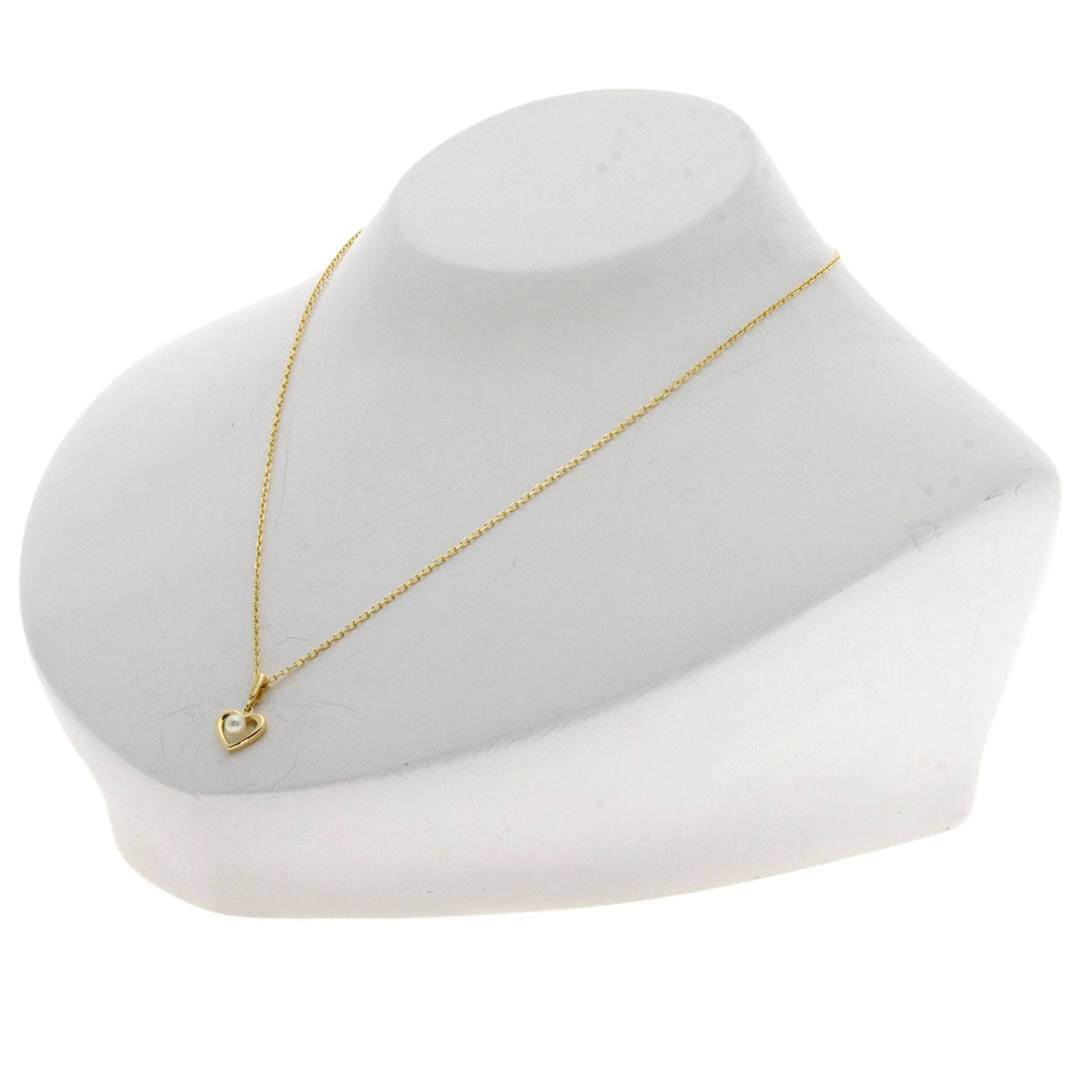 MIKIMOTO Pearl Pearl heart motif Necklace K18 Yellow Gold Ladies [Used]