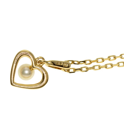 MIKIMOTO Pearl Pearl heart motif Necklace K18 Yellow Gold Ladies [Used]