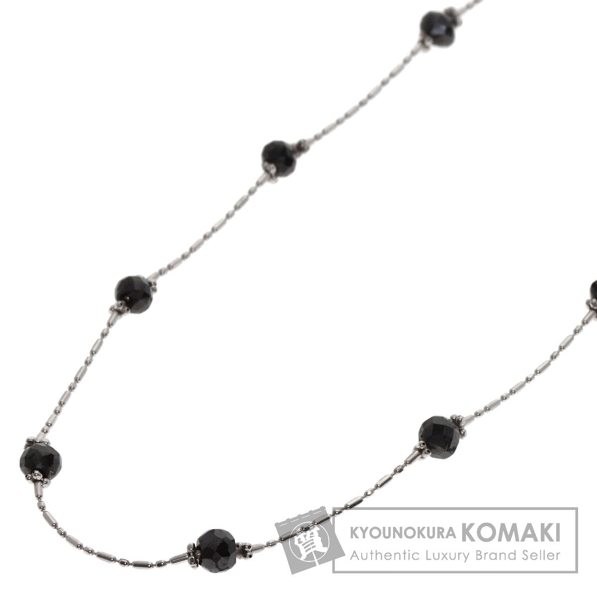 5.25ct Black　Diamond Necklace K18 White Gold 3.7g　Ladies