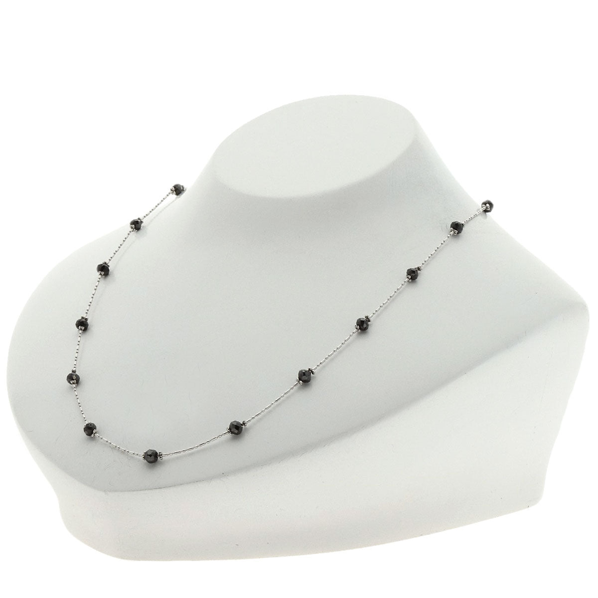 5.25ct Black　Diamond Necklace K18 White Gold 3.7g　Ladies
