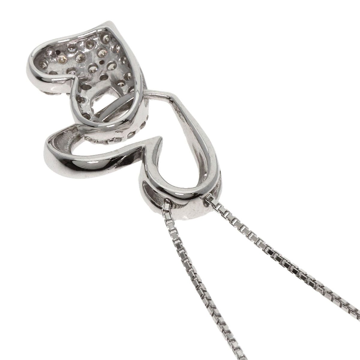 0.4ct Diamond Necklace K18 White Gold 5.9g　Ladies