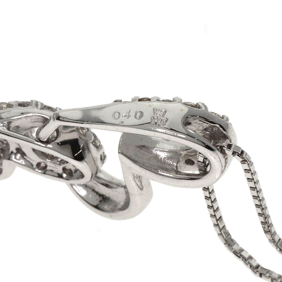 0.4ct Diamond Necklace K18 White Gold 5.9g　Ladies