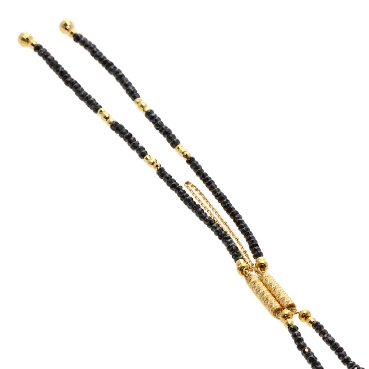 30ct Black Diamond Mirror Ball Necklace K18 Yellow Gold 10.3g　Ladies