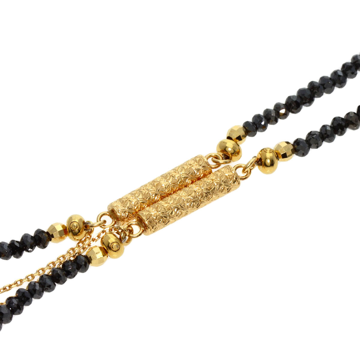 30ct Black Diamond Mirror Ball Necklace K18 Yellow Gold 10.3g　Ladies