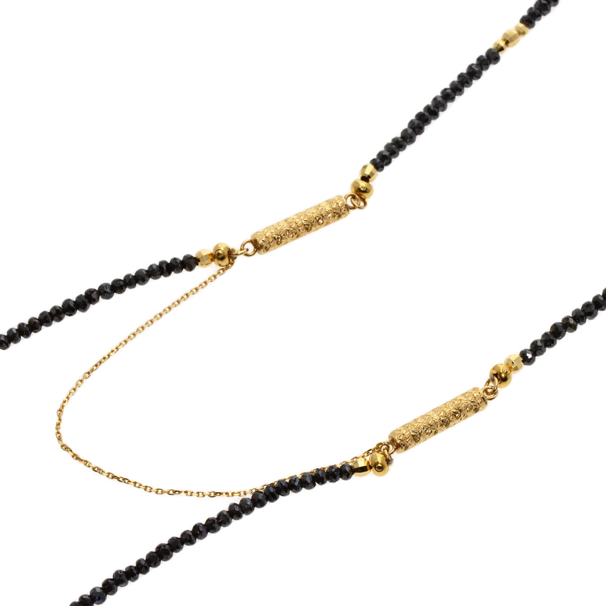 30ct Black Diamond Mirror Ball Necklace K18 Yellow Gold 10.3g　Ladies