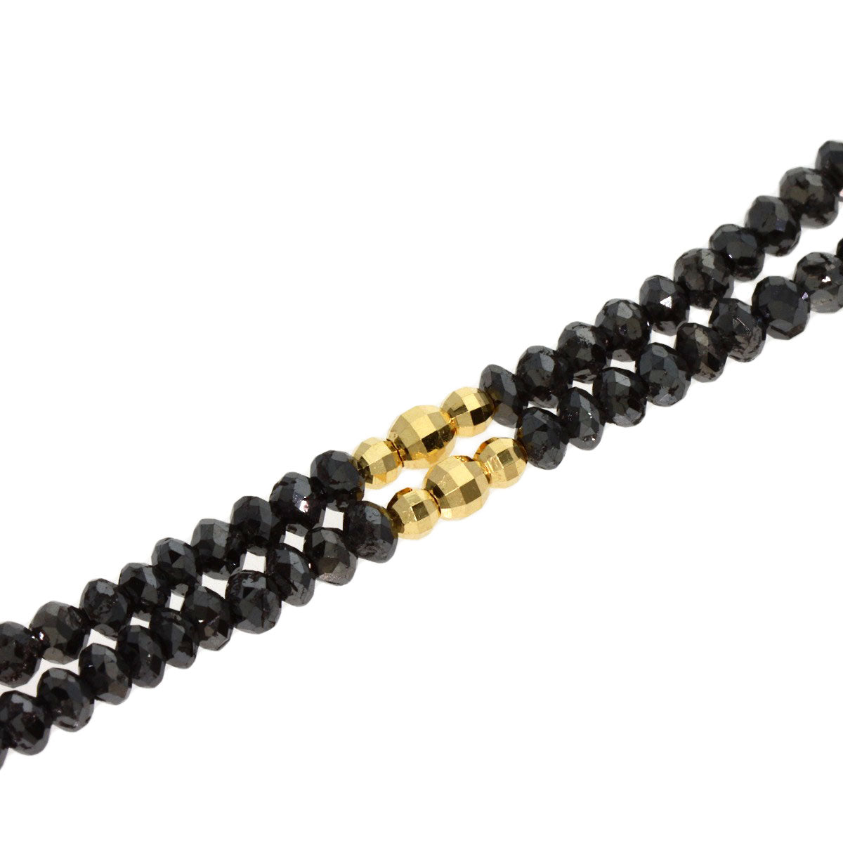 30ct Black Diamond Mirror Ball Necklace K18 Yellow Gold 10.3g　Ladies