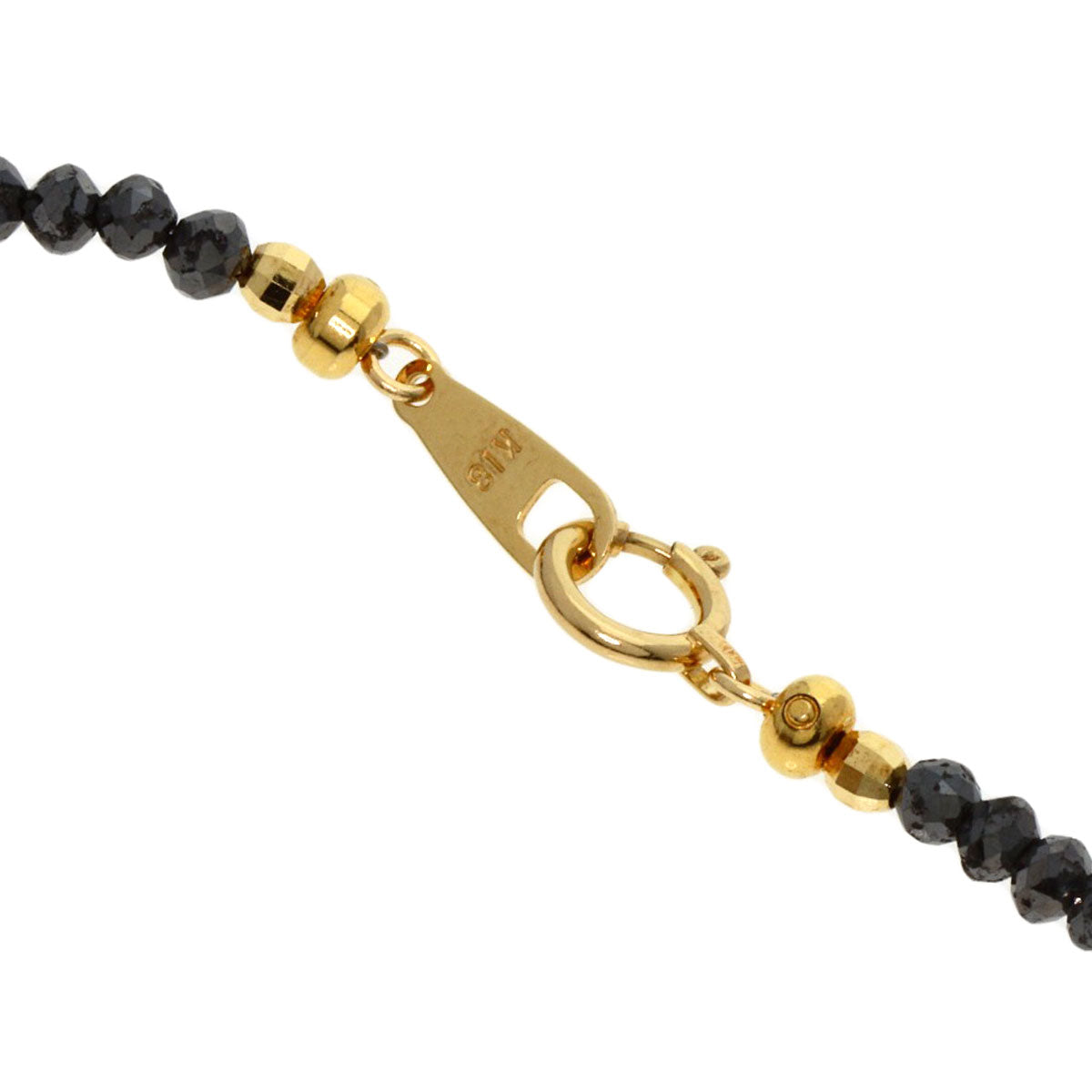 30ct Black Diamond Mirror Ball Necklace K18 Yellow Gold 10.3g　Ladies