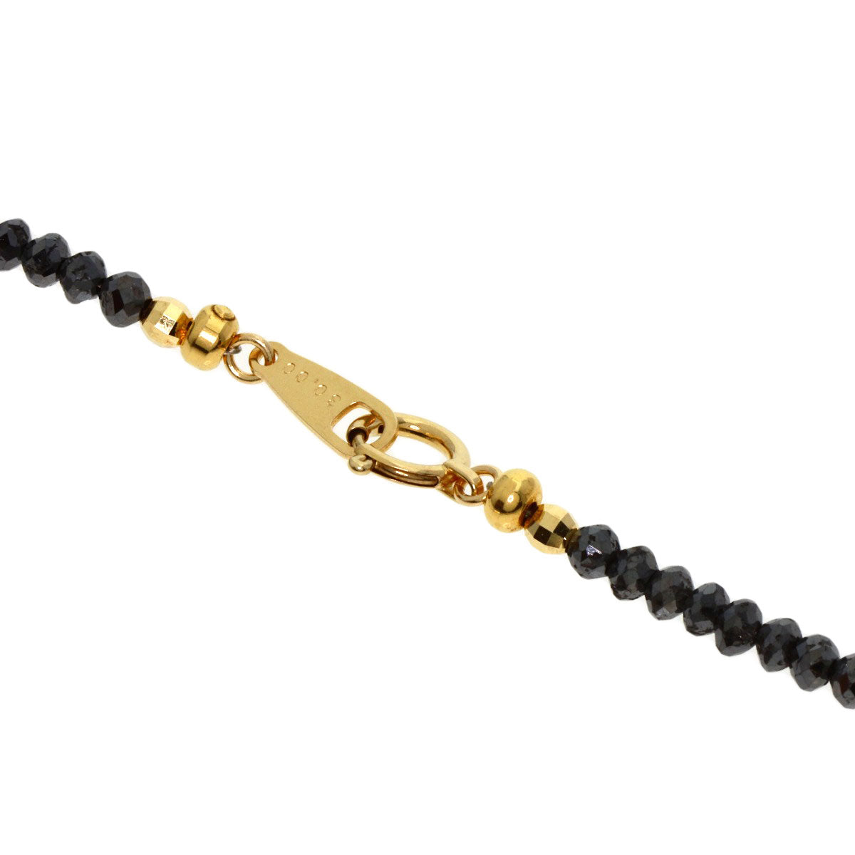 30ct Black Diamond Mirror Ball Necklace K18 Yellow Gold 10.3g　Ladies