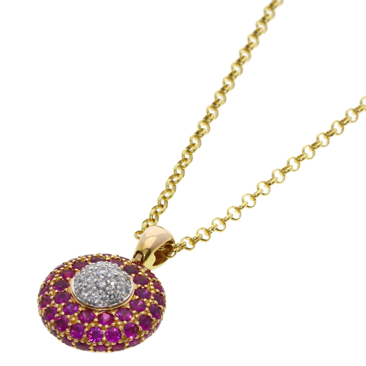 2.38ct Ruby Diamond Necklace K18 Yellow Gold 8.7g　Ladies