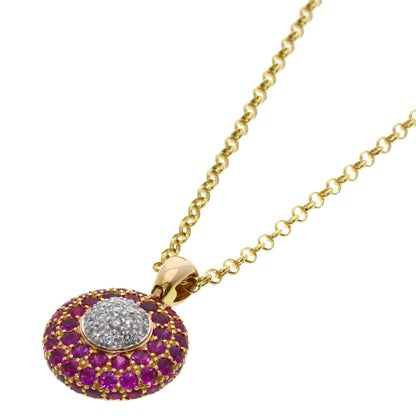 2.38ct Ruby Diamond Necklace K18 Yellow Gold 8.7g　Ladies