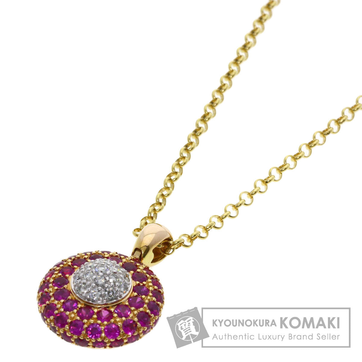 2.38ct Ruby Diamond Necklace K18 Yellow Gold 8.7g　Ladies