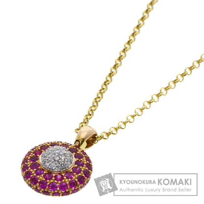 2.38ct Ruby Diamond Necklace K18 Yellow Gold 8.7g　Ladies