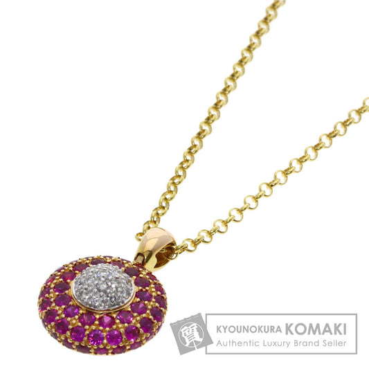 2.38ct Ruby Diamond Necklace K18 Yellow Gold 8.7g　Ladies