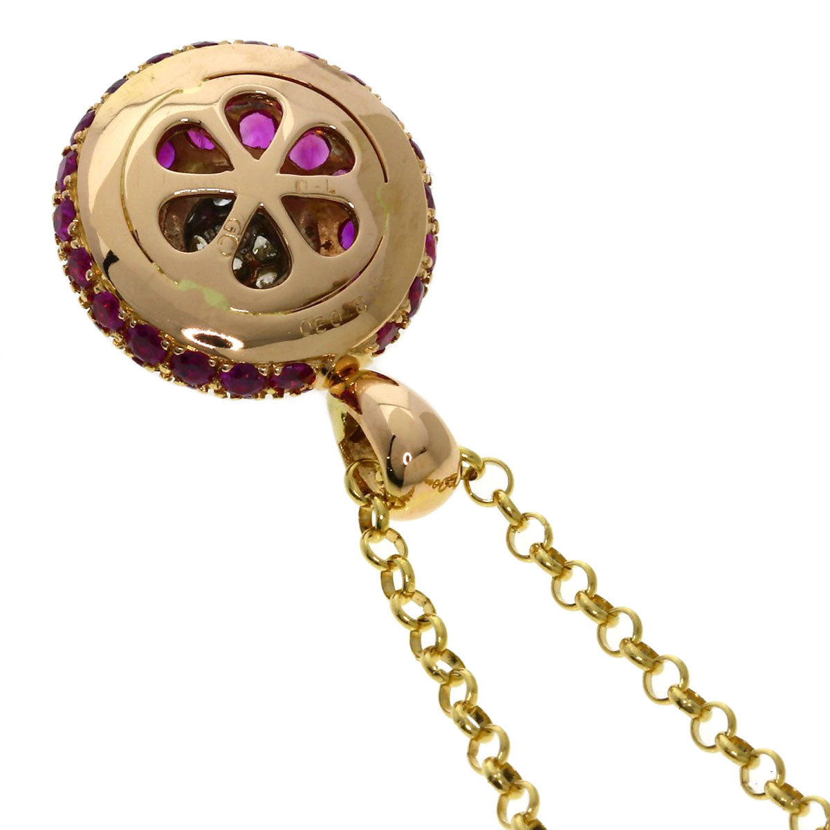 2.38ct Ruby Diamond Necklace K18 Yellow Gold 8.7g　Ladies