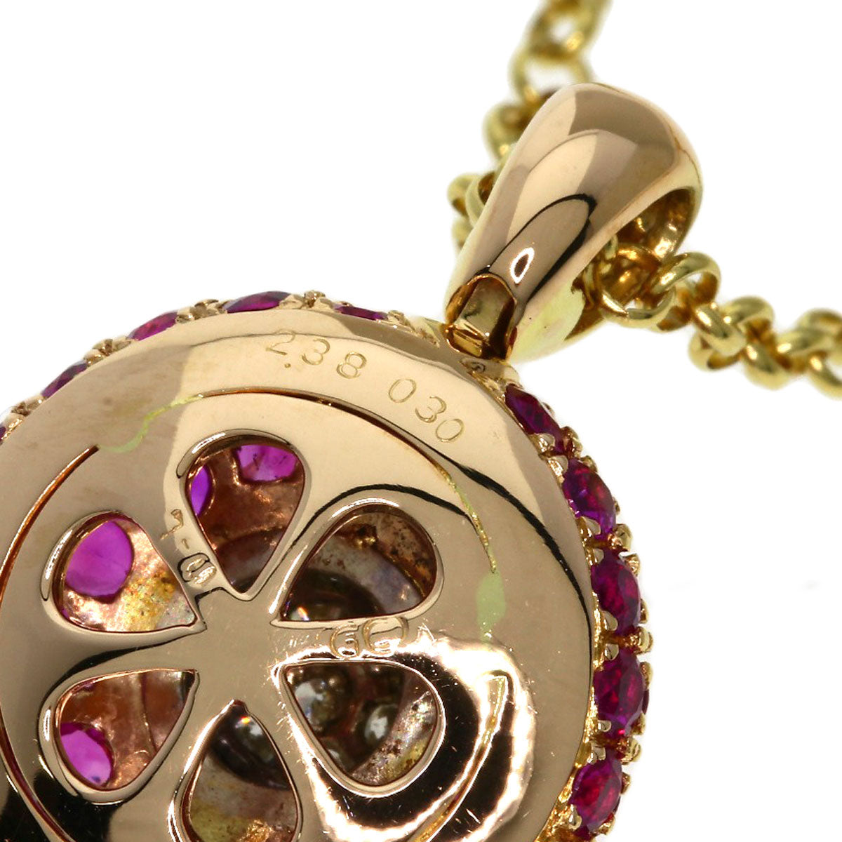 2.38ct Ruby Diamond Necklace K18 Yellow Gold 8.7g　Ladies