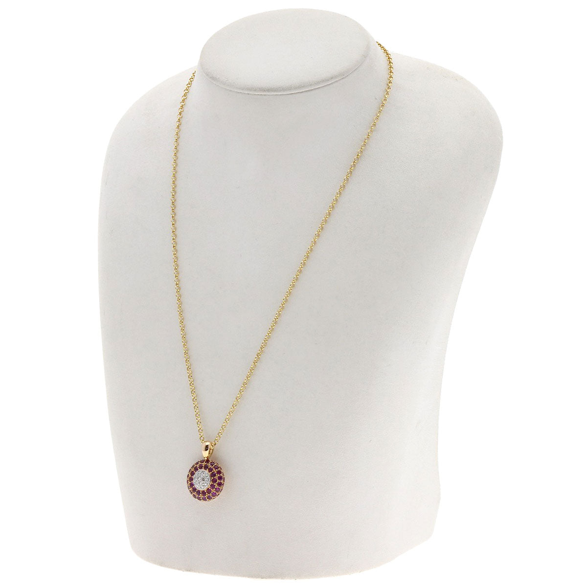2.38ct Ruby Diamond Necklace K18 Yellow Gold 8.7g　Ladies