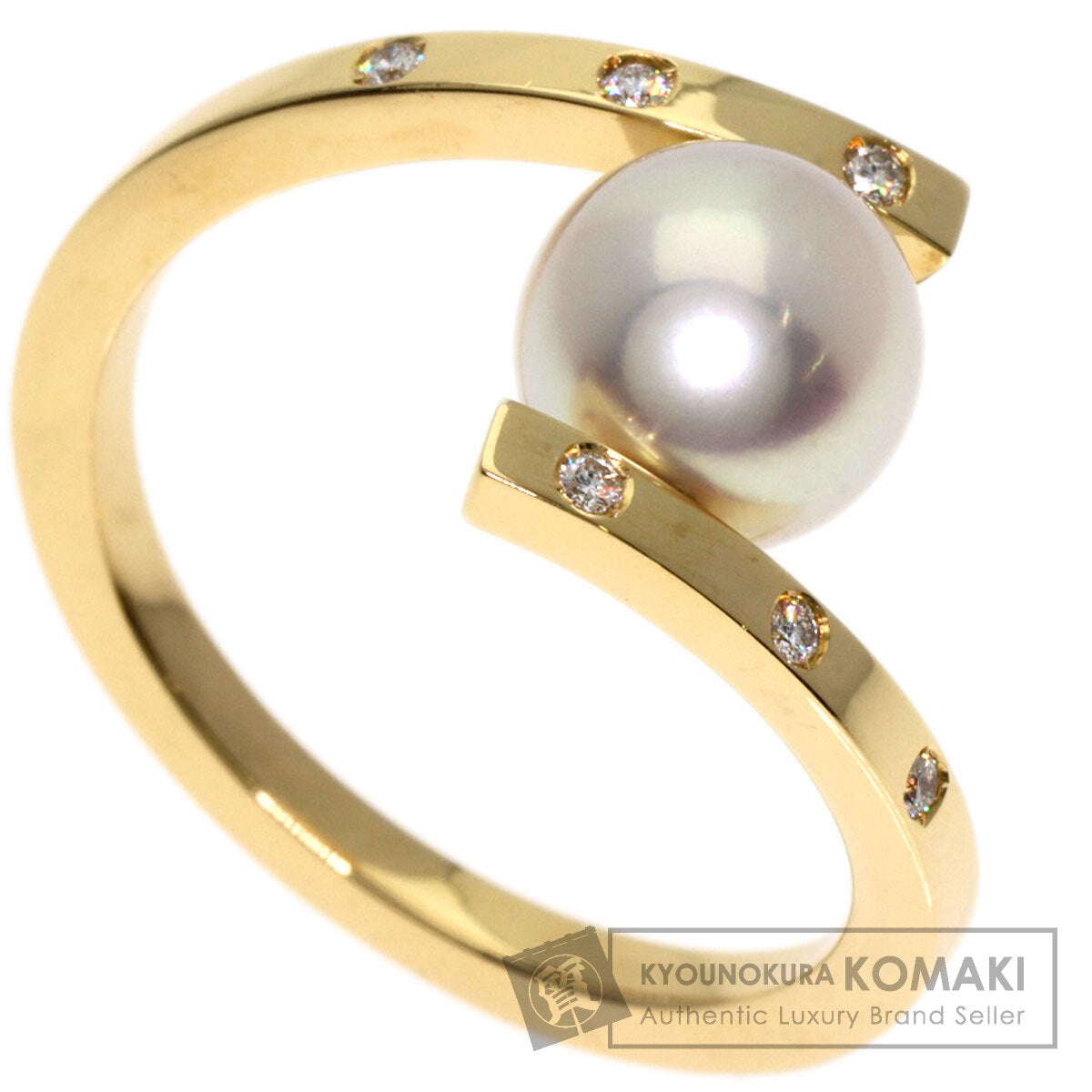 タサキ ア ファイン バランス パール ダイヤモンド 真珠 リング・指輪 K18イエローゴールド レディース 【中古】【TASAKI】