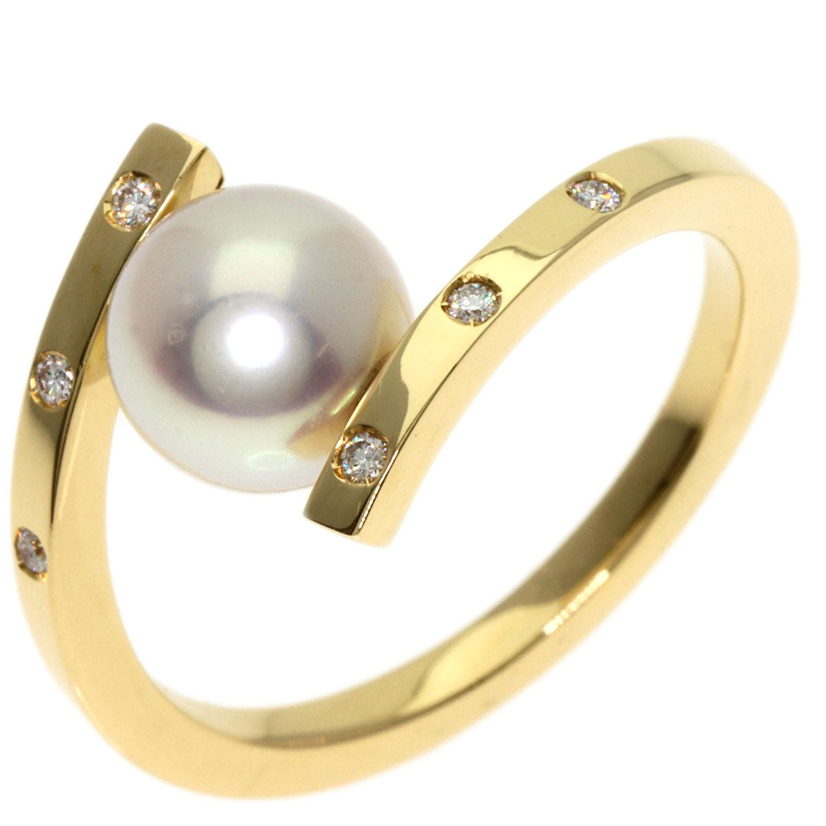 タサキ ア ファイン バランス パール ダイヤモンド 真珠 リング・指輪 K18イエローゴールド レディース 【中古】【TASAKI】