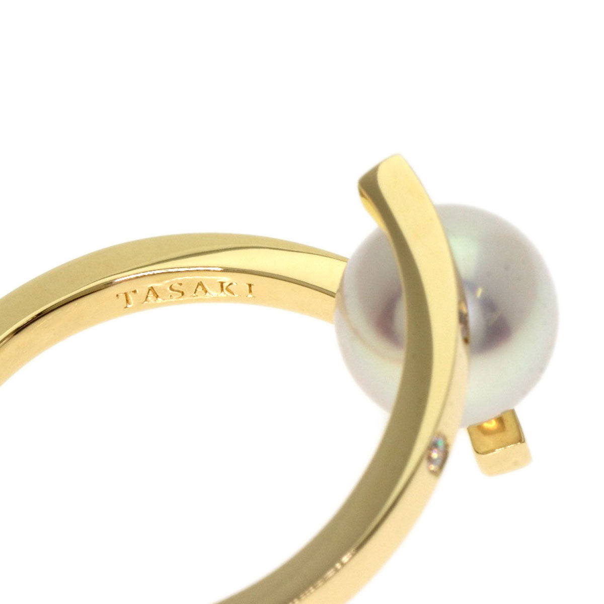 タサキ ア ファイン バランス パール ダイヤモンド 真珠 リング・指輪 K18イエローゴールド レディース 【中古】【TASAKI】