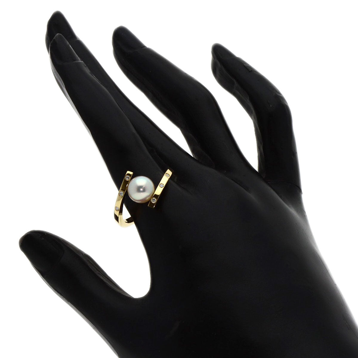 タサキ ア ファイン バランス パール ダイヤモンド 真珠 リング・指輪 K18イエローゴールド レディース 【中古】【TASAKI】
