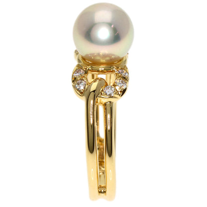 Dior Pearl Pearl Diamond Ring K18 Yellow Gold Ladies [Used]