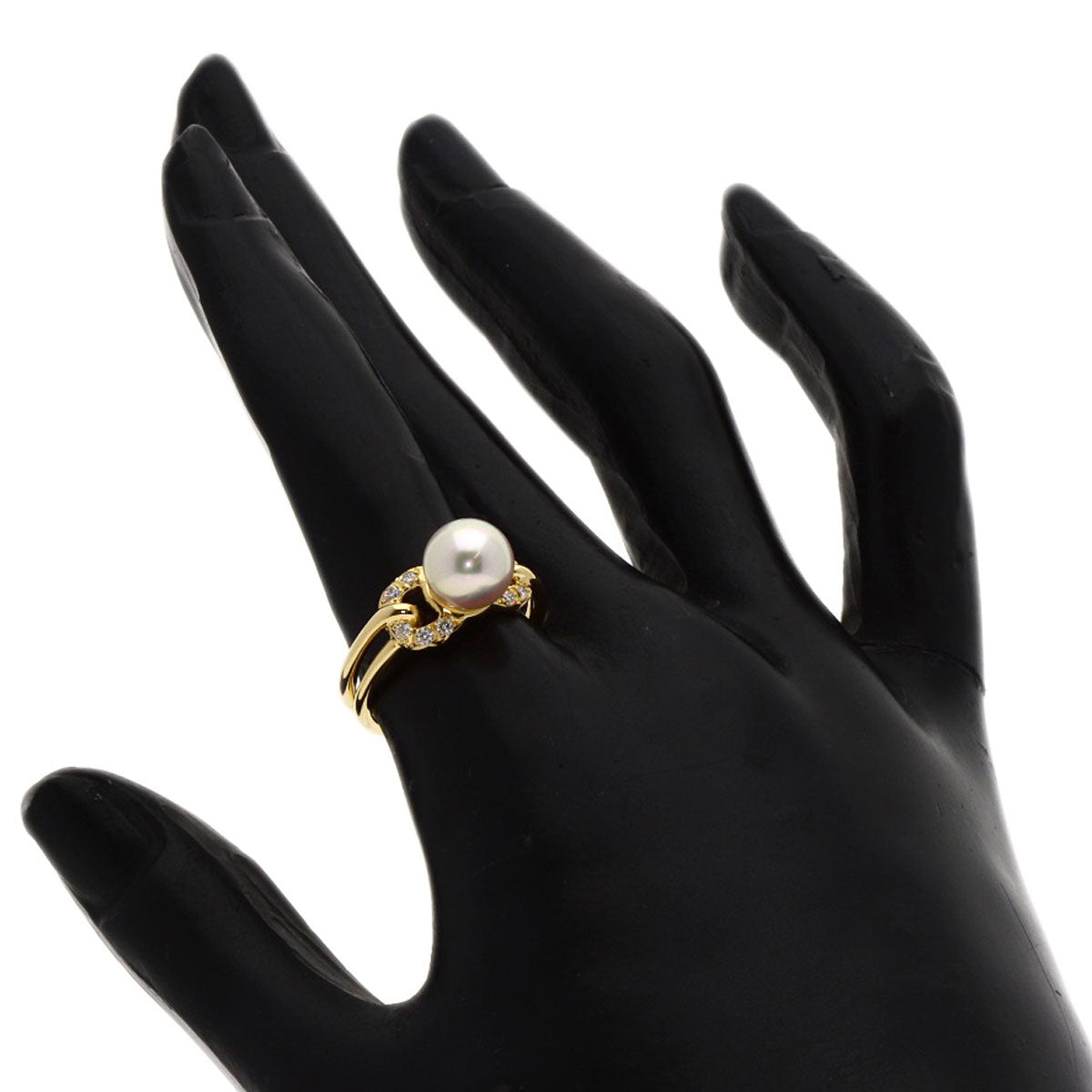 Dior Pearl Pearl Diamond Ring K18 Yellow Gold Ladies [Used]