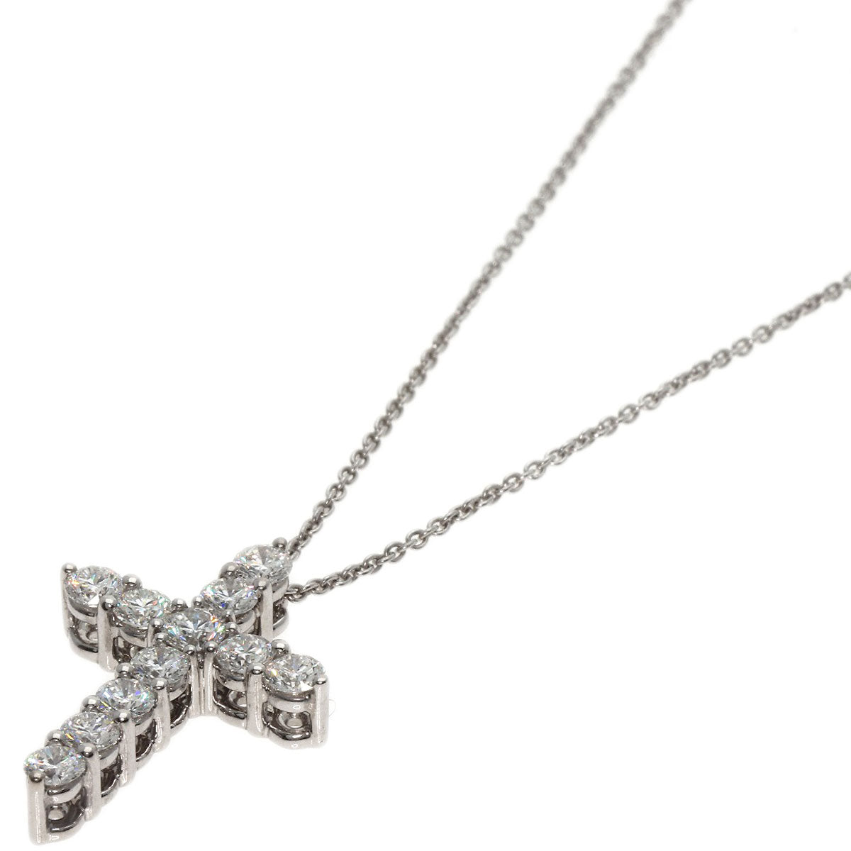 GRAFF   Round Diamond Cross Small Necklace  K18 White Gold Ladies [Used]