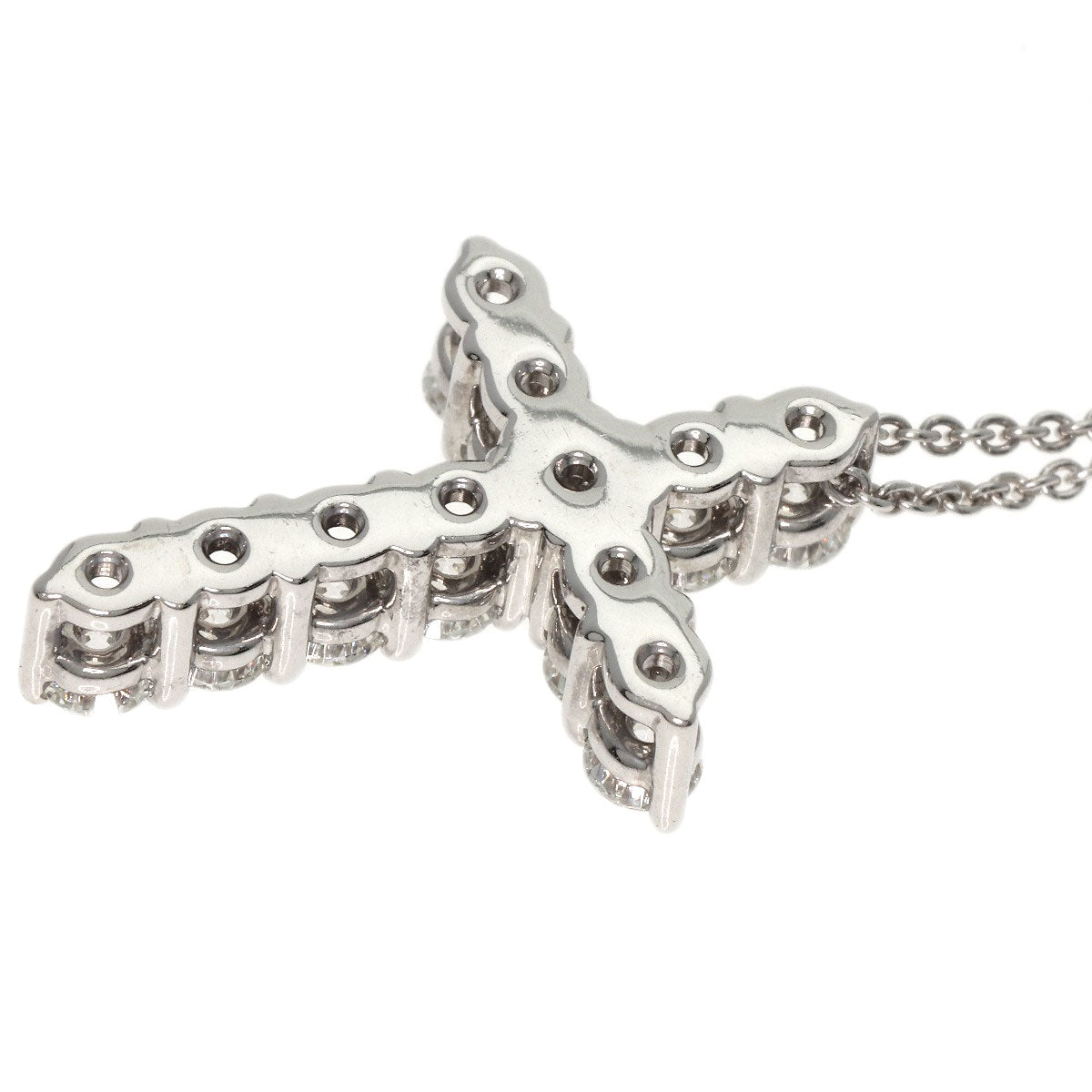 GRAFF   Round Diamond Cross Small Necklace  K18 White Gold Ladies [Used]